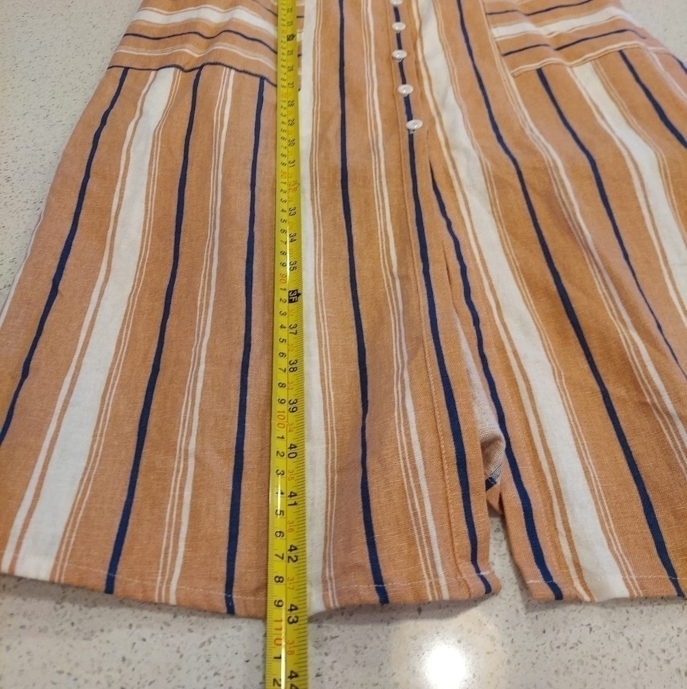 Lost + Wander Sun Dress XS Peach Stripe Button Front Lined Linen Blend NWOT - Picture 12 of 14